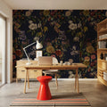 Floral Gaze, Midnight Mural Wallpaper - room preview 03