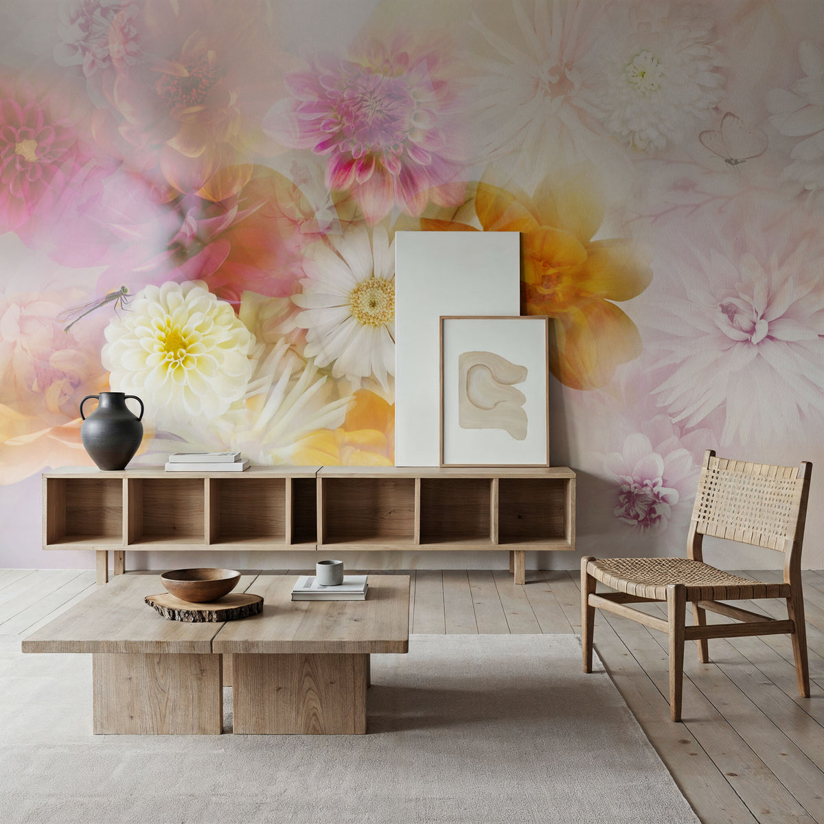 Ethereal Dahlias Mural Wallpaper - room preview 03