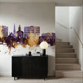 Fredericton Canada Skyline Purple & Gold Mural Wallpaper - room preview 03