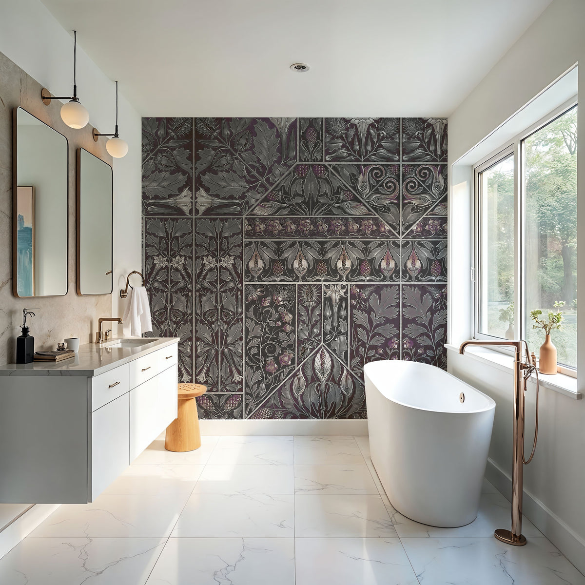 Floral Mood Dark Mural Wallpaper - room preview 03