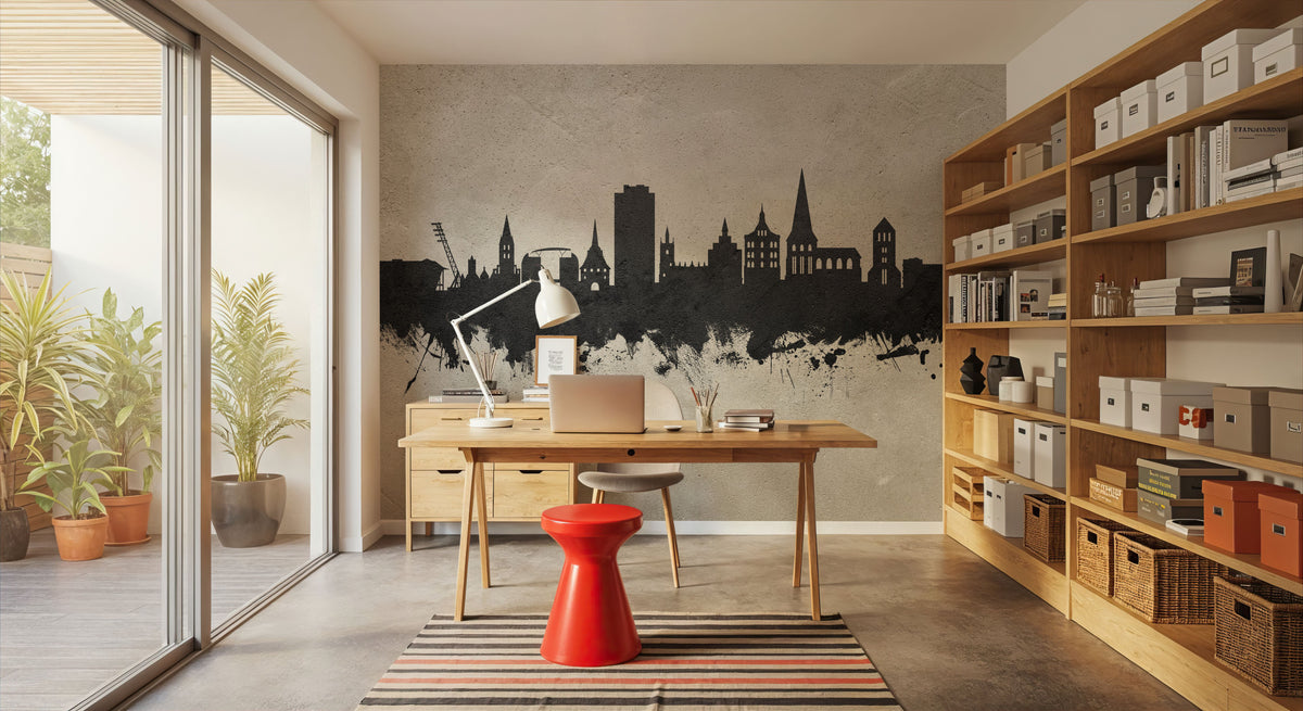 Rostock Germnay Skyline Concrete Mural Wallpaper - room preview 03