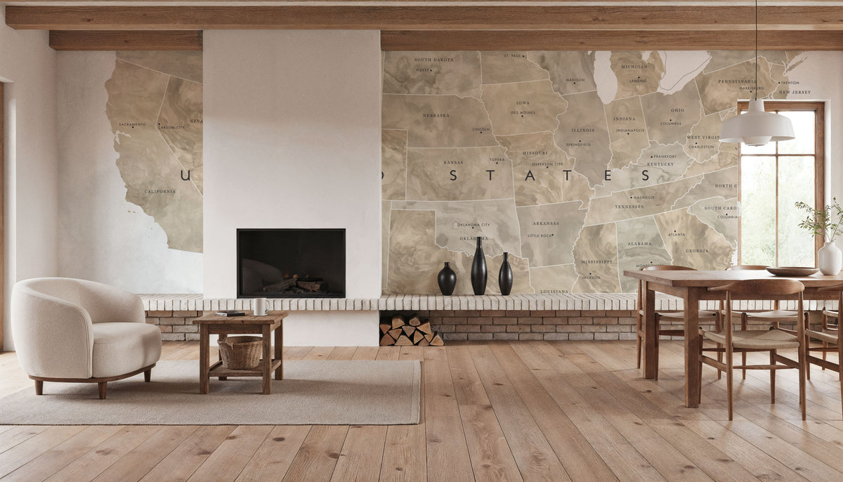 US State Map - Abey Wash Mural Wallpaper - room preview 03