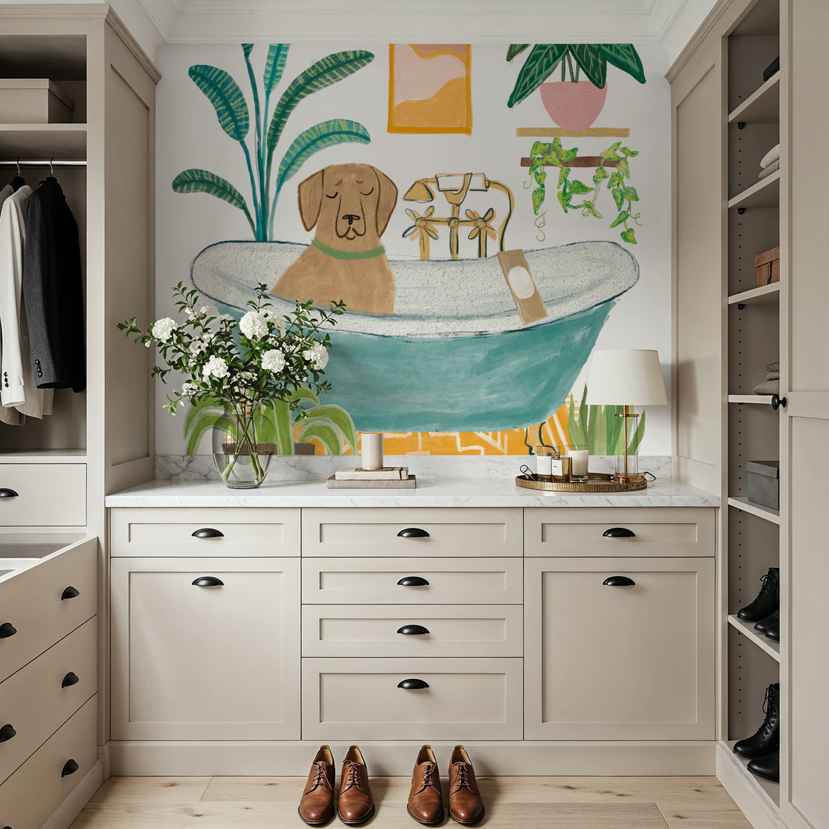 Urban Jungle Bath IV Pet Mural Wallpaper - room preview 03
