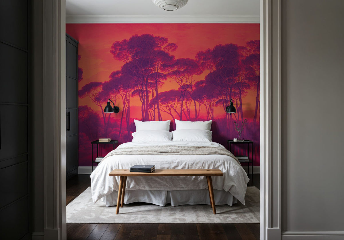 Mediterranean Pine Landscape, Sunset Mural Wallpaper - room preview 03