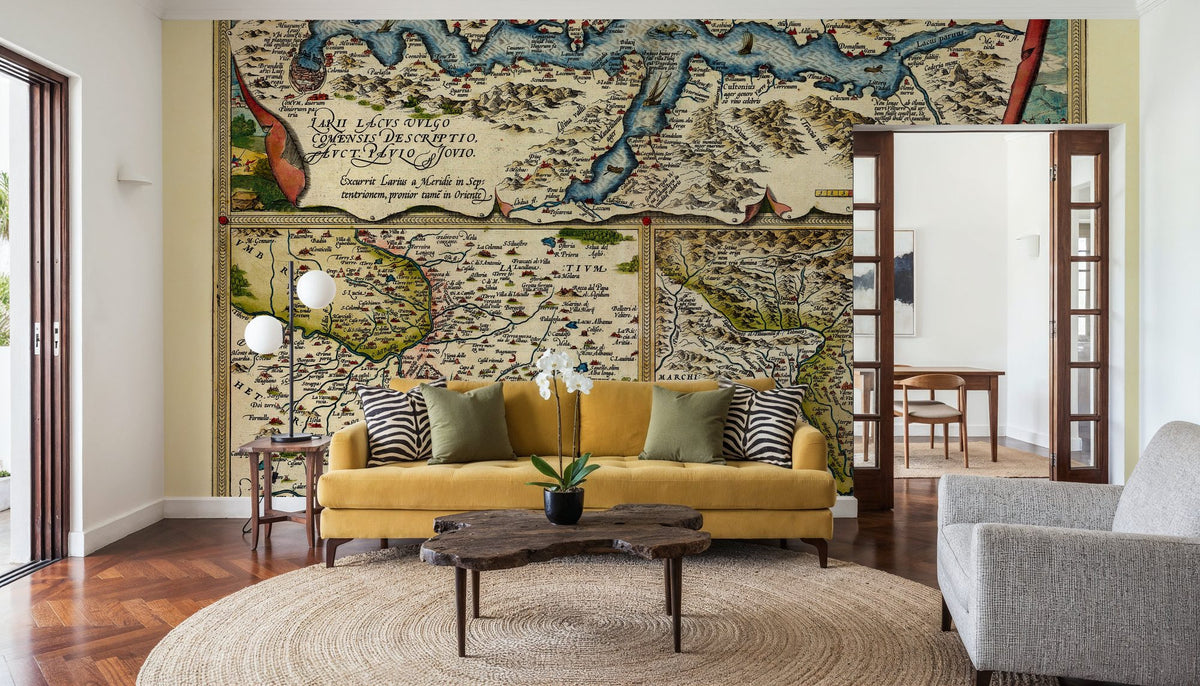 Old Map of Lake Como, Rome, Friuli, 1570 Mural Wallpaper - room preview 03