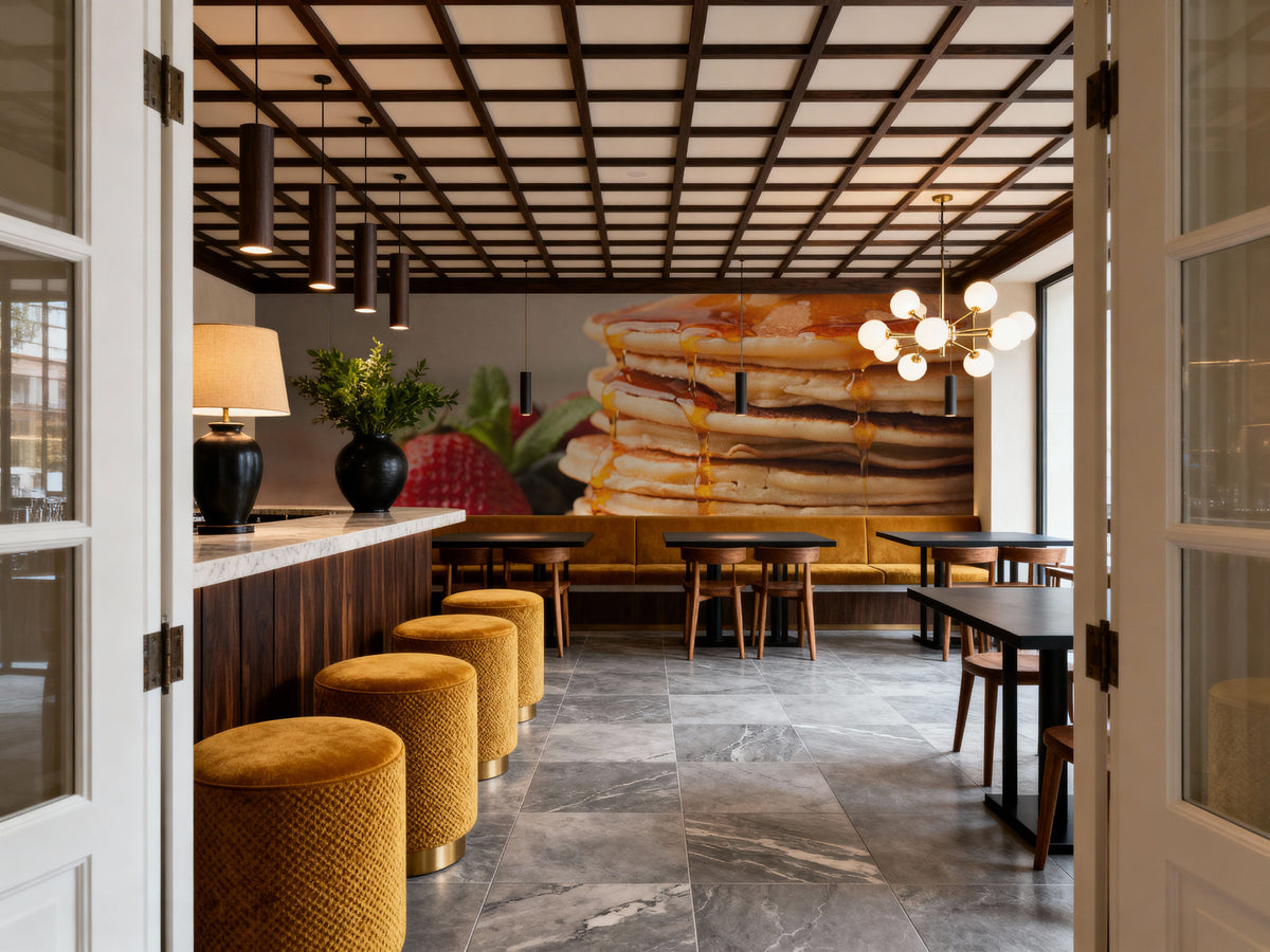 Stack of Pancakes with Syrup Mural Wallpaper - room preview 03