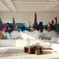 Le Havre France Skyline Blue & Bronze Mural Wallpaper - room preview 03