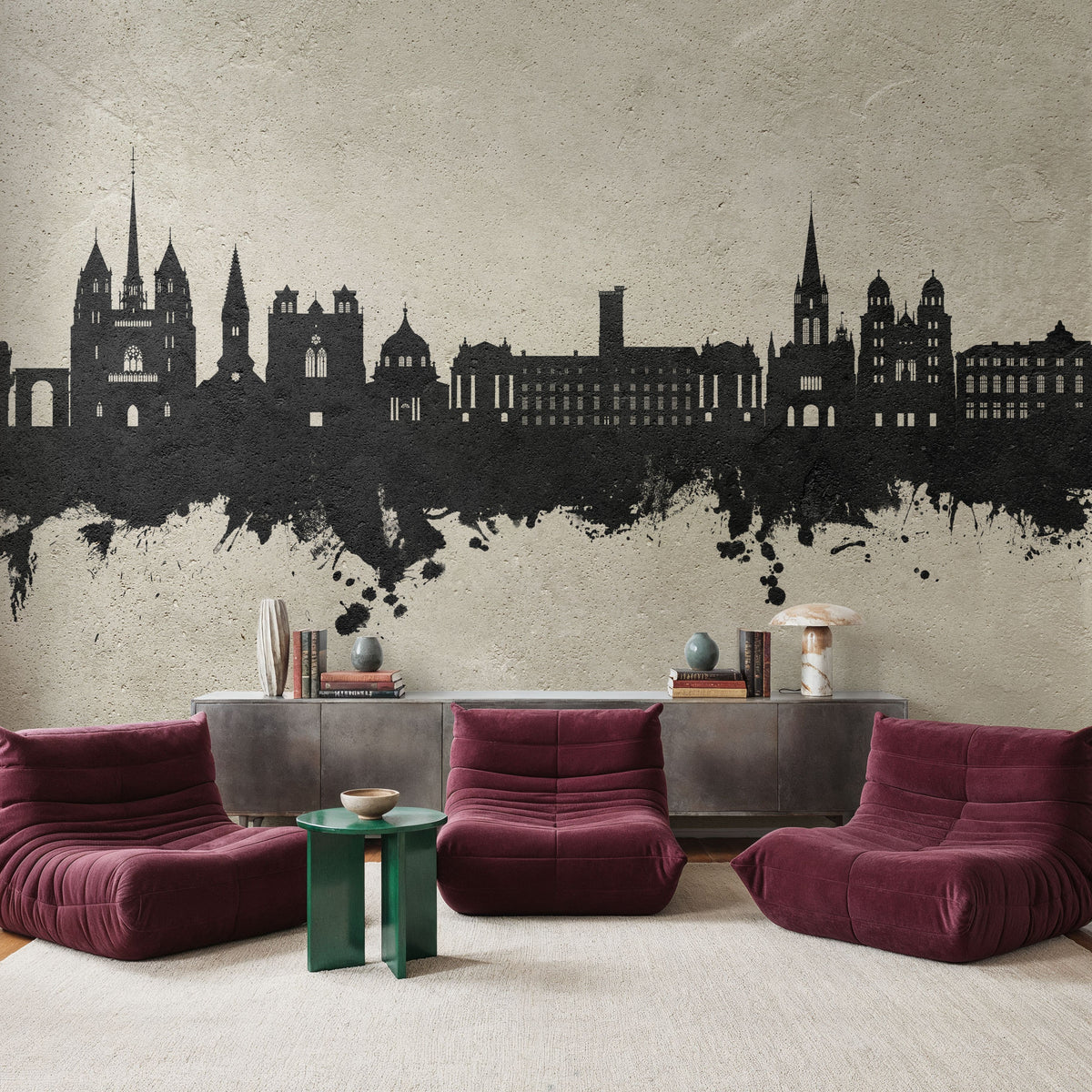 Dijon France Skyline Concrete Mural Wallpaper - room preview 03