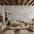 World Map Cities - Maeli White Mural Wallpaper - room preview 03