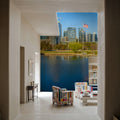 Urban Waterfront Mural Wallpaper - Blue Tone - room preview 03