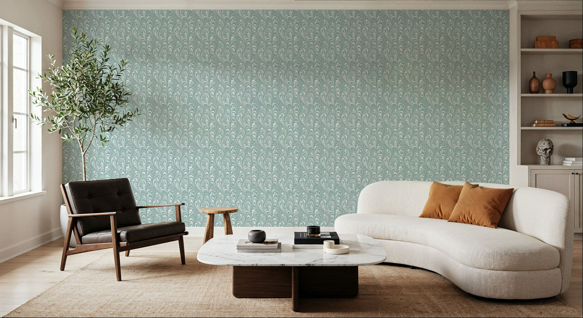 Marbelized Flow, Duck Egg Mural Wallpaper - room preview 03