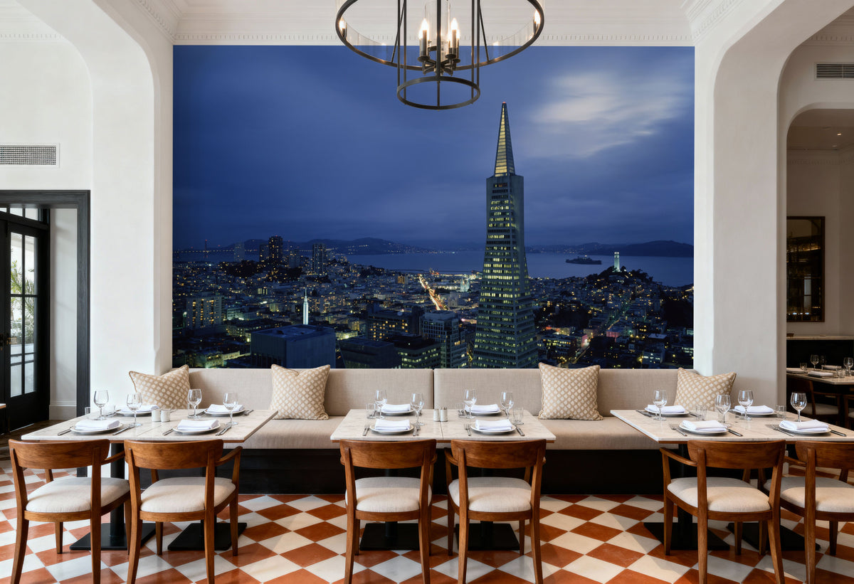 Luminous Triangle Skyline Mural Wallpaper - room preview 03