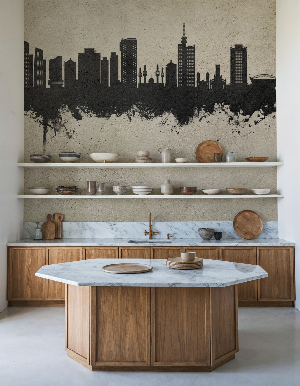 Lagos Nigeria Skyline Concrete Mural Wallpaper - room preview 03