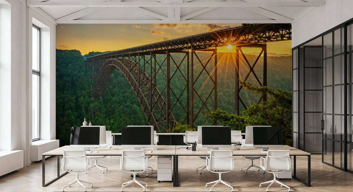 New River Gorge Bridge Mural Wallpaper - room preview 03