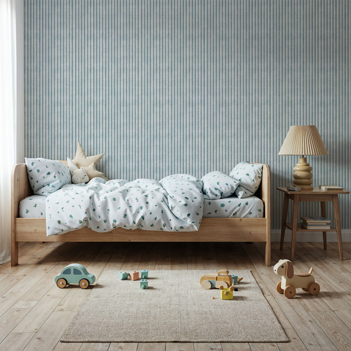 Seeing Stripes Blue Mural Wallpaper - room preview 03