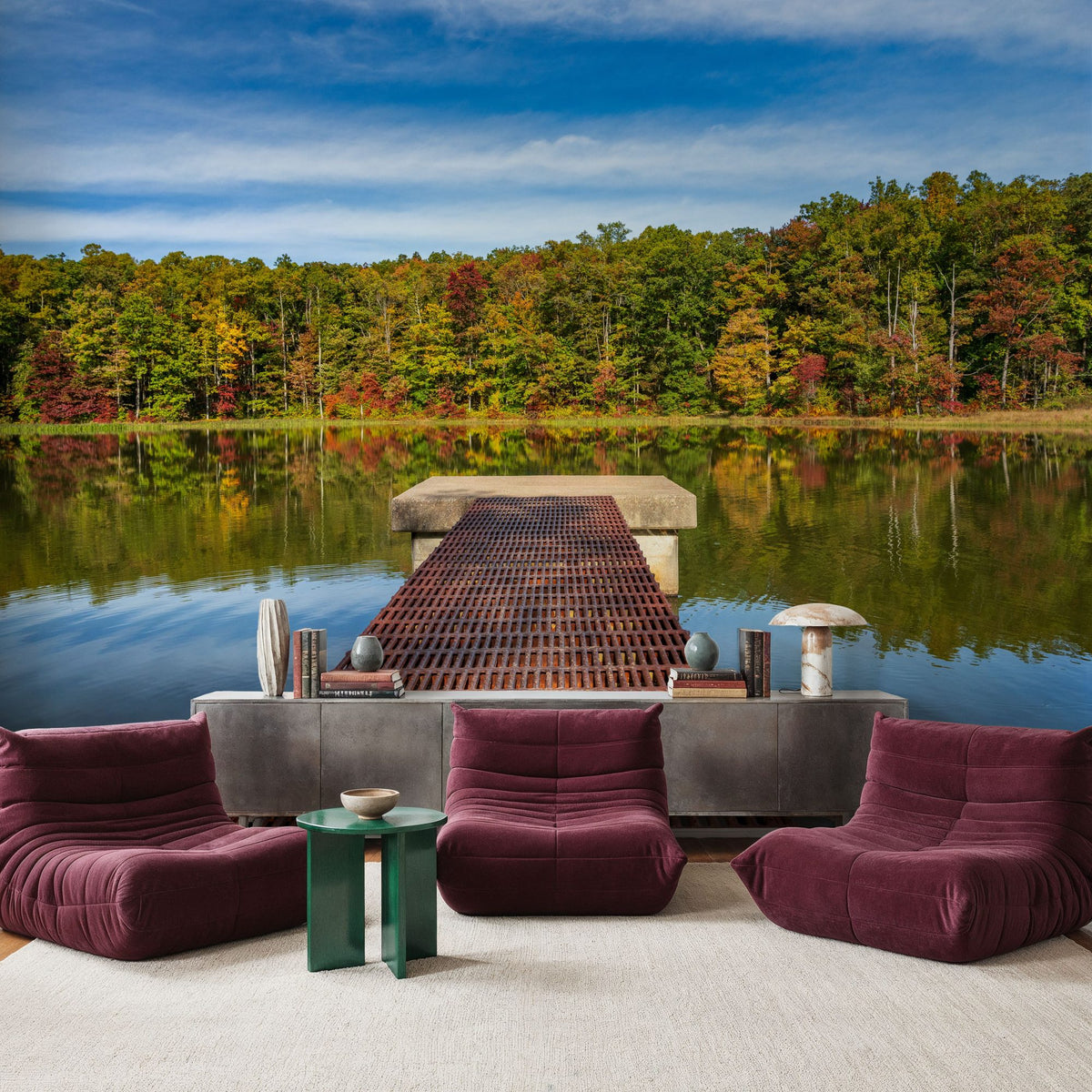 Autumn Lakewalk Mural Wallpaper - room preview 03