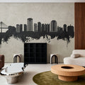 Long Beach California Skyline Concrete Mural Wallpaper - room preview 03
