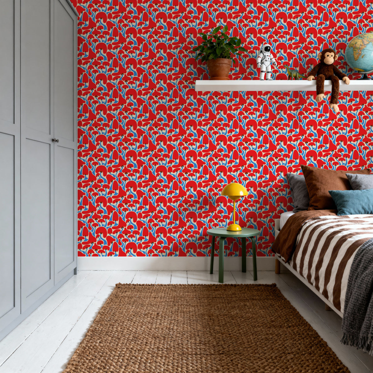 Groovy Mushrooms Pattern Mural Wallpaper - room preview 03