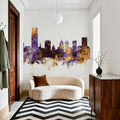 Oklahoma City Skyline Purple & Gold Mural Wallpaper - room preview 03