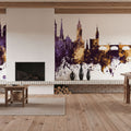Würzburg Germany Skyline Purple & Gold Mural Wallpaper - room preview 03