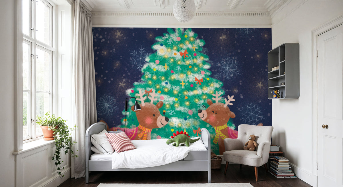 Christmas Reindeer Mural Wallpaper - room preview 03
