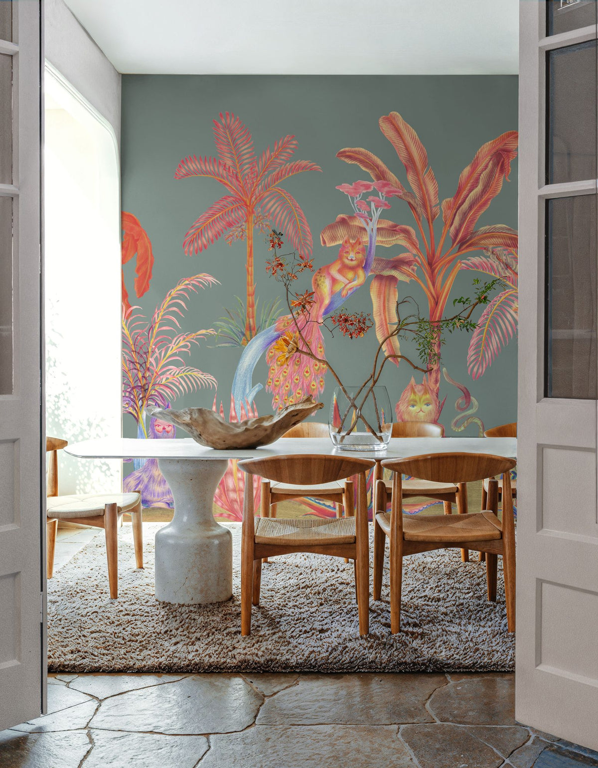 Colorful Jungle, Seafoam Mural Wallpaper - room preview 03