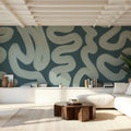 Modern Abstract, Teal Mural Wallpaper - room preview 03