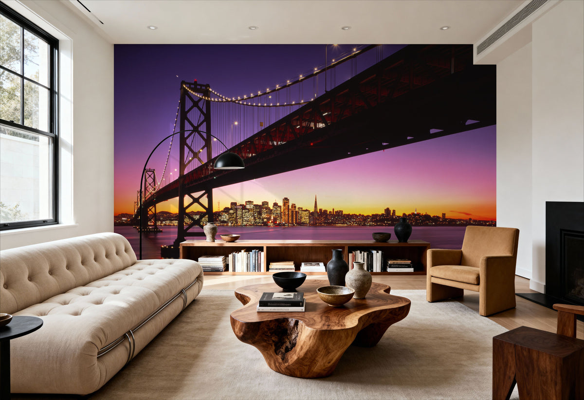 Golden Hour Bridge Mural Wallpaper - room preview 03