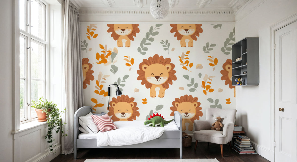 Smile Lion Mural Wallpaper - room preview 03