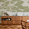 Ukiyo-e Clouds, Pistachio Mural Wallpaper - room preview 03
