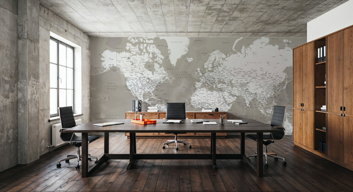 World Map Cities - Orien Mural Wallpaper - room preview 03