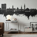 Lille France Skyline Black & White Mural Wallpaper - room preview 03
