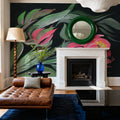 Peony on Black Mural Wallpaper - room preview 03
