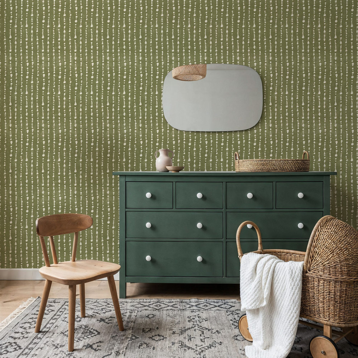 Woodland Drops Green Mural Wallpaper - room preview 03