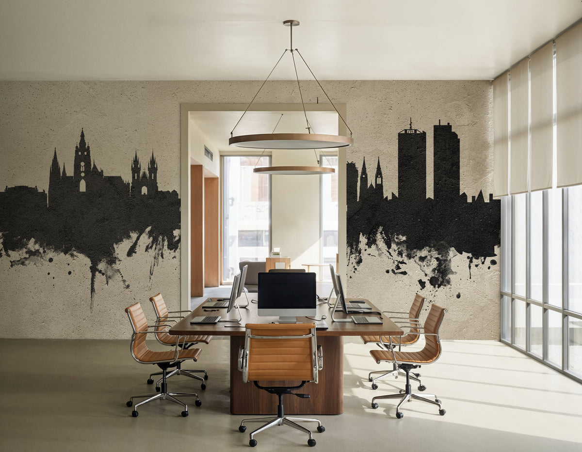 Prague (Praha) Czech Republic Skyline Concrete Mural Wallpaper - room preview 03
