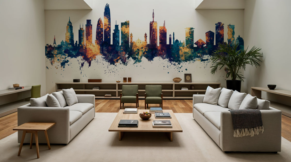 Nairobi Kenya Skyline Blue & Bronze Mural Wallpaper - room preview 03