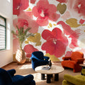 Floral Flow I Red Gold Mural Wallpaper - room preview 03