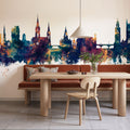 Cork Ireland Skyline Blue & Bronze Mural Wallpaper - room preview 03