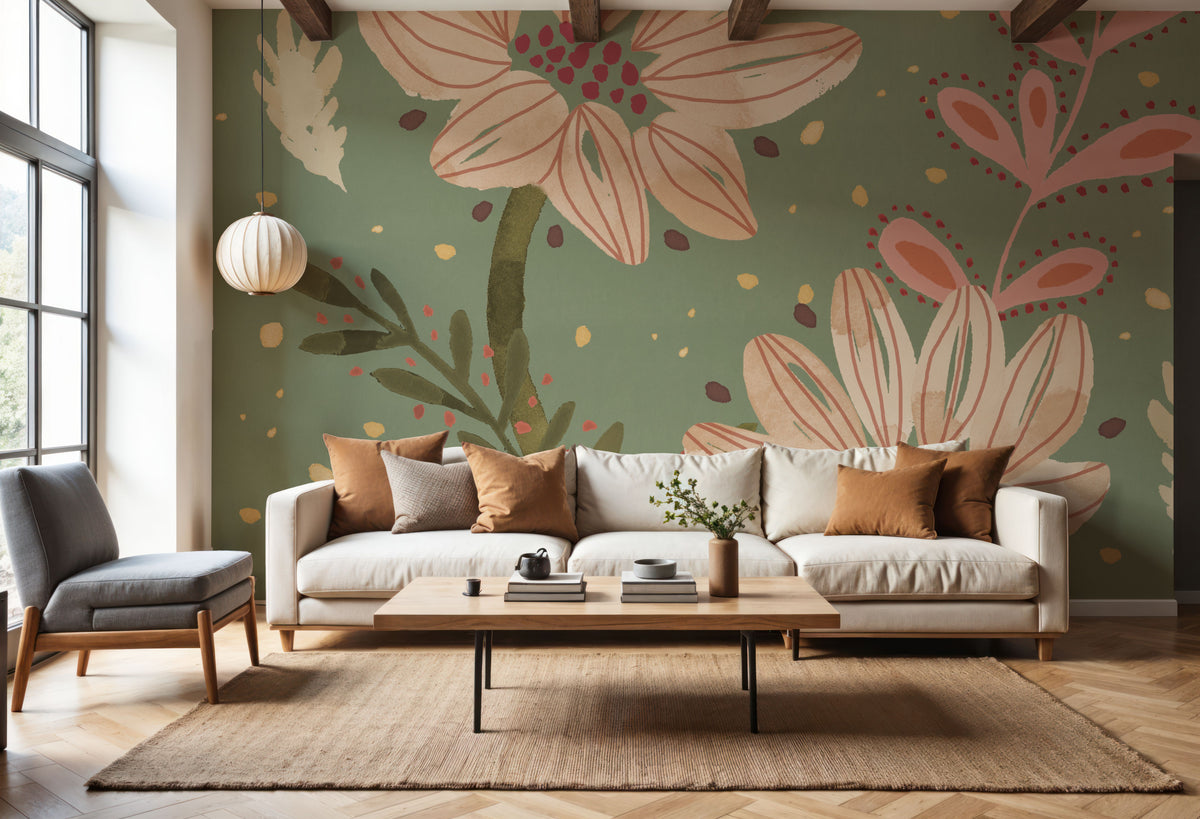 Floralscape X Neutral Mural Wallpaper - room preview 03