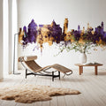 Pisa Italy Skyline Purple & Gold Mural Wallpaper - room preview 03