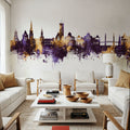 Torquay England Skyline Purple & Gold Mural Wallpaper - room preview 03