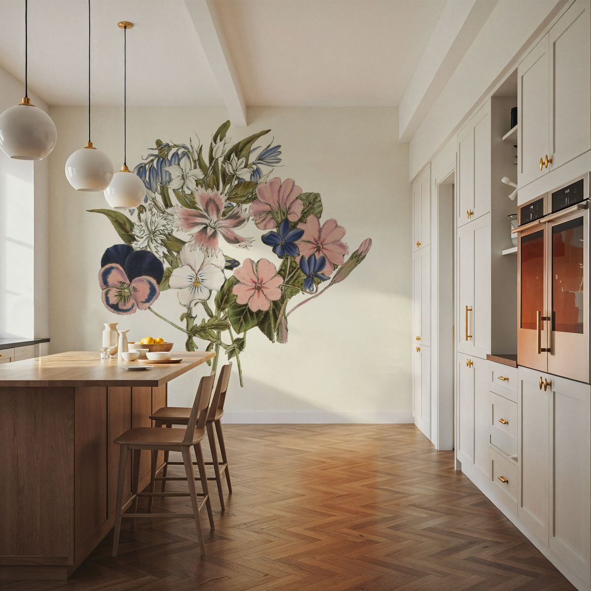 Pansy Party I Honeybloom Mural Wallpaper - room preview 03