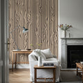 Veneer Lines, Mocha Mural Wallpaper - room preview 03