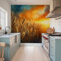 Wheat Field At a Radiant Sunset Mural Wallpaper - room preview 03