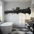 Myrtle Beach South Carolina Skyline Black & White Mural Wallpaper - room preview 03