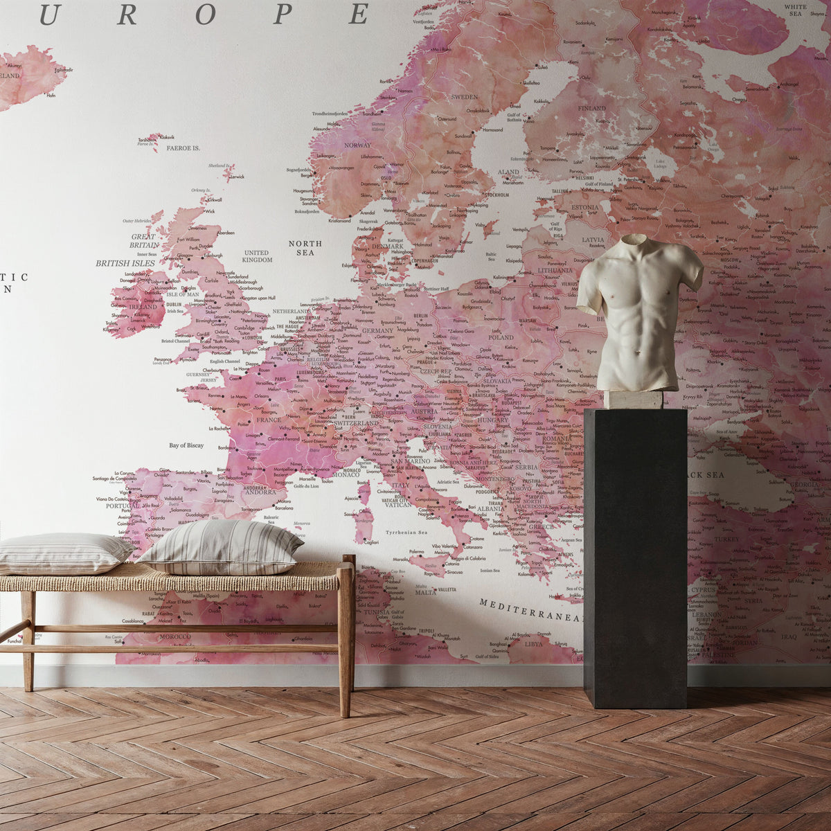 Europe Map Detailed - Tatiana Mural Wallpaper - room preview 03