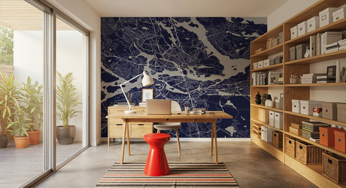 Map of Stockholm Mural Wallpaper - room preview 03