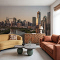 Riverside Skyscrapers Golden Metropolis Mural Wallpaper - room preview 03