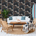 Whispers of the Mountain Pattern, Midnight Mural Wallpaper - room preview 03