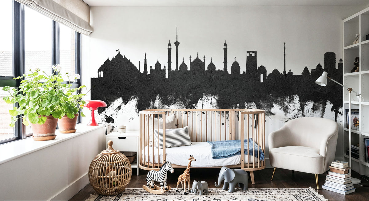 New Delhi India Skyline Mural Wallpaper - room preview 03